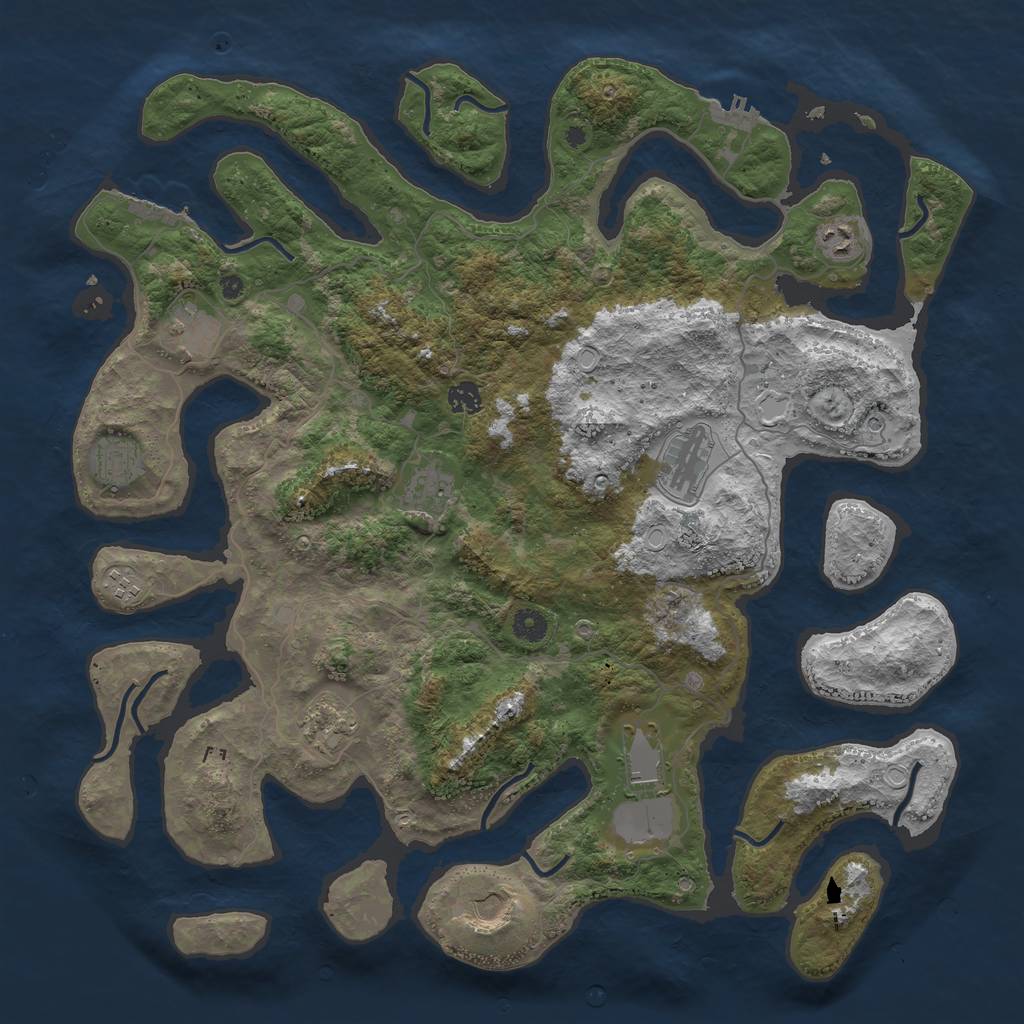 Rust Map: Procedural Map, Size: 4500, Seed: 701903975, 21 Monuments