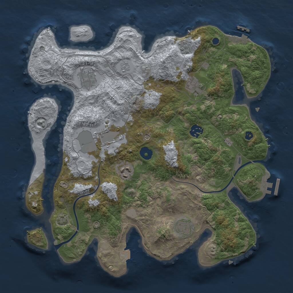 Rust Map: Procedural Map, Size: 3500, Seed: 5456612, 13 Monuments
