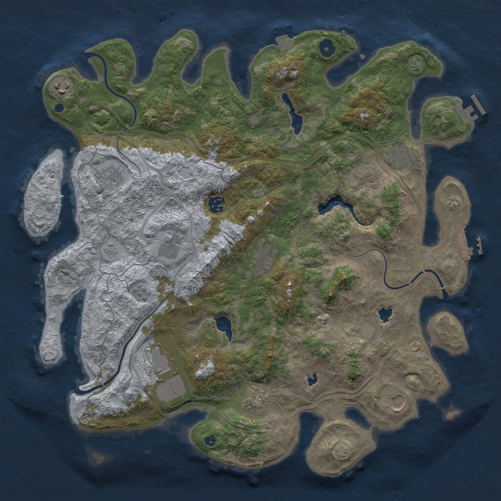 Rust Map: Procedural Map, Size: 4500, Seed: 1121228697, 16 Monuments
