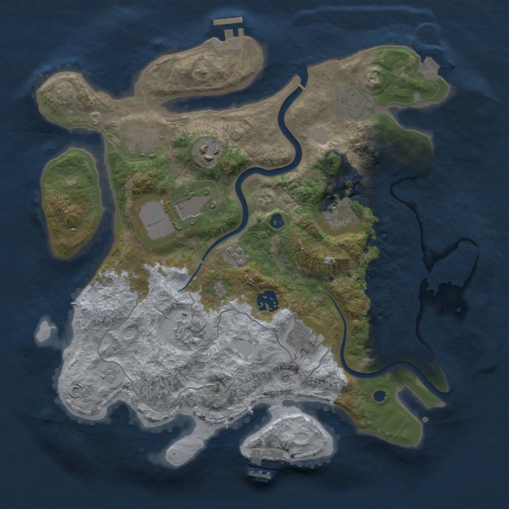 Rust Map: Procedural Map, Size: 3500, Seed: 154548057, 15 Monuments