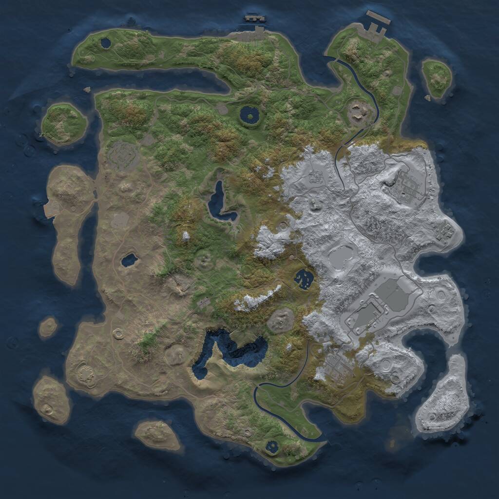Rust Map: Procedural Map, Size: 4000, Seed: 258744, 13 Monuments