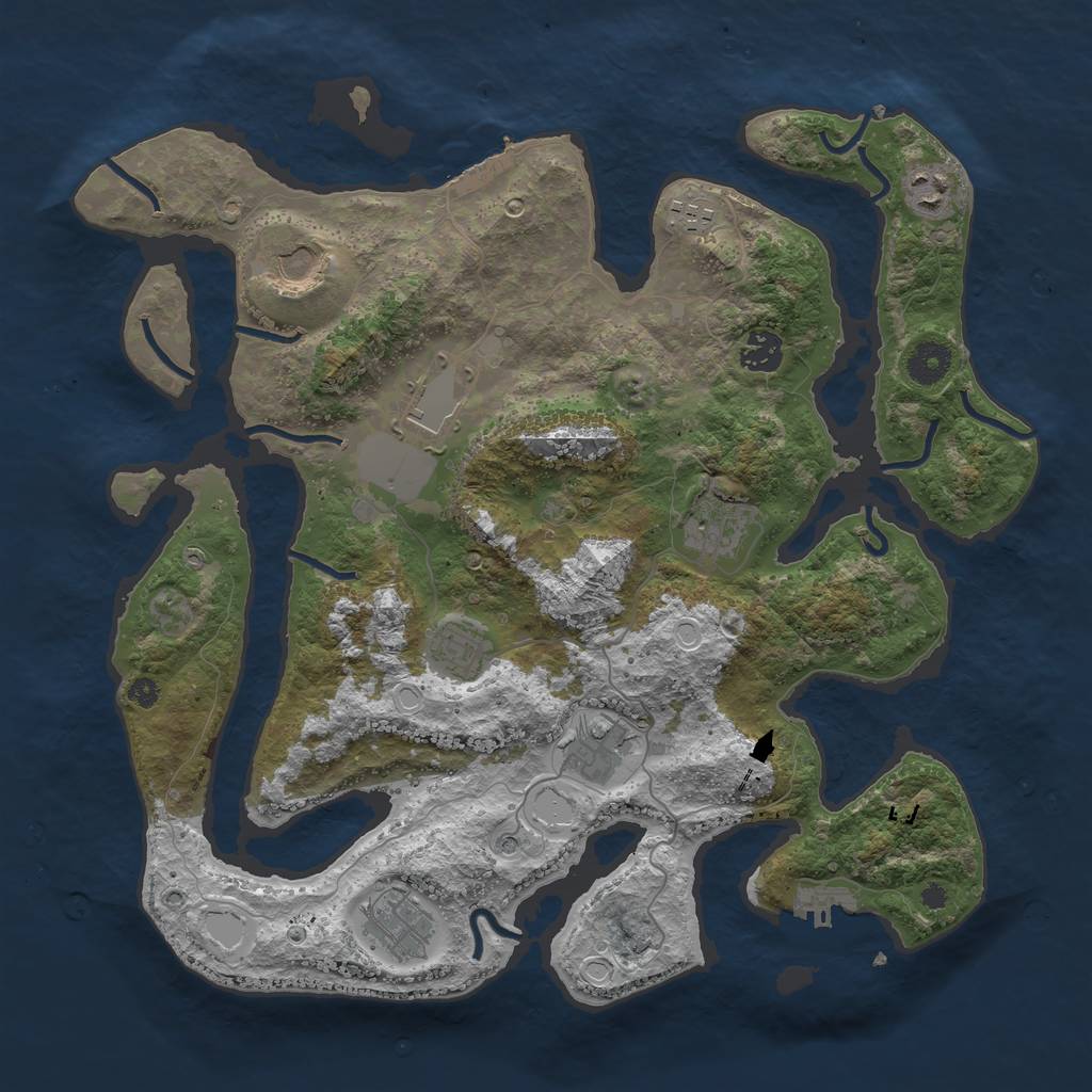 Rust Map: Procedural Map, Size: 3800, Seed: 90608, 20 Monuments