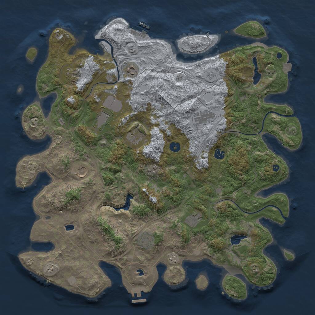 Rust Map: Procedural Map, Size: 4500, Seed: 19828, 16 Monuments
