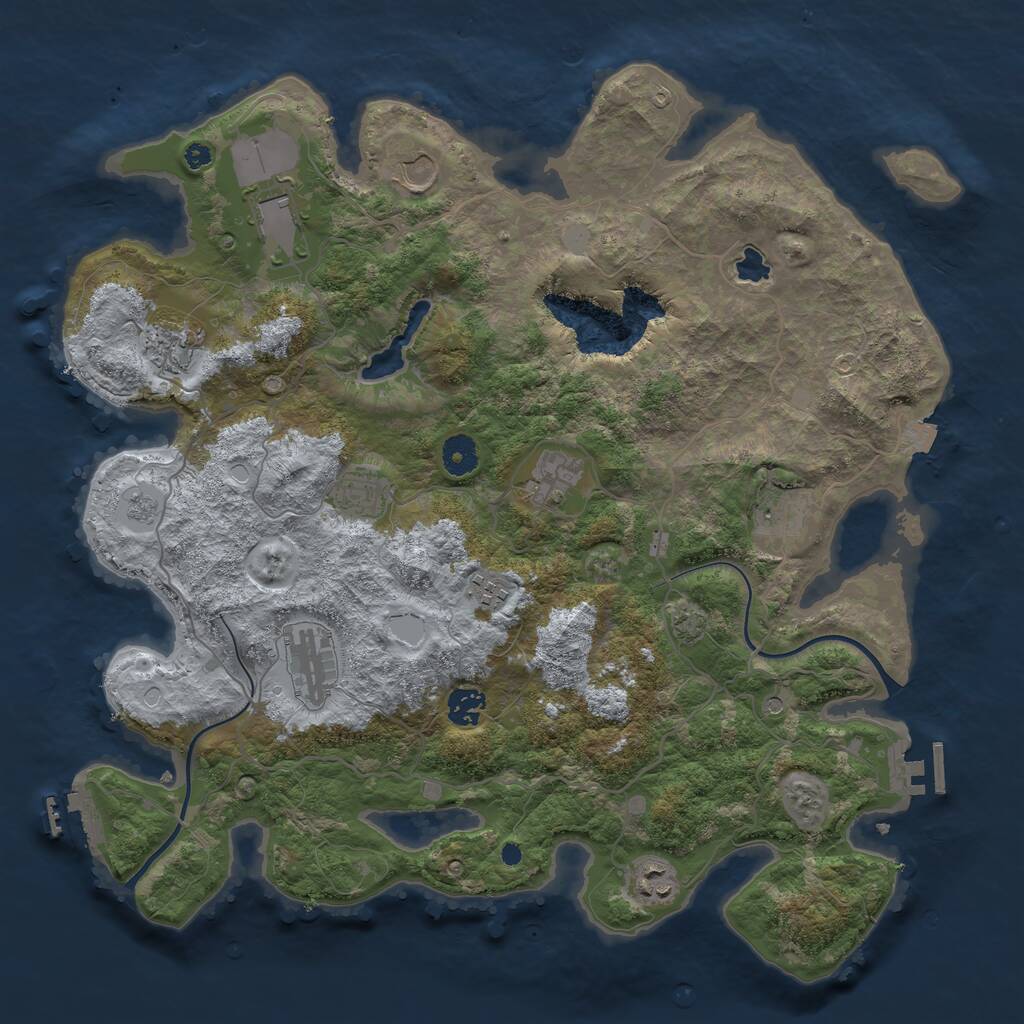 Rust Map: Procedural Map, Size: 4000, Seed: 1000403409, 16 Monuments