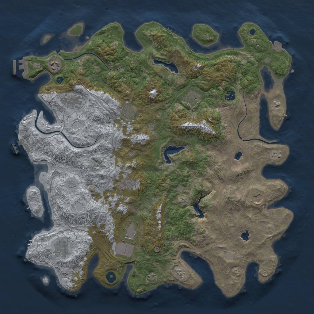 Rust Map: Procedural Map, Size: 4500, Seed: 39622, 16 Monuments