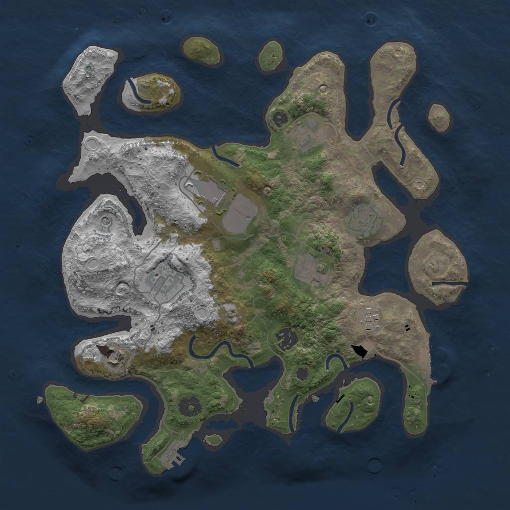 Rust Map: Procedural Map, Size: 3500, Seed: 1436660241, 19 Monuments