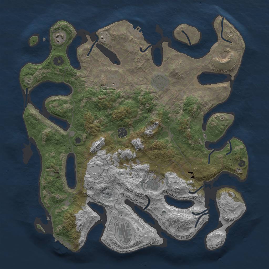 Rust Map: Procedural Map, Size: 4000, Seed: 545665, 19 Monuments