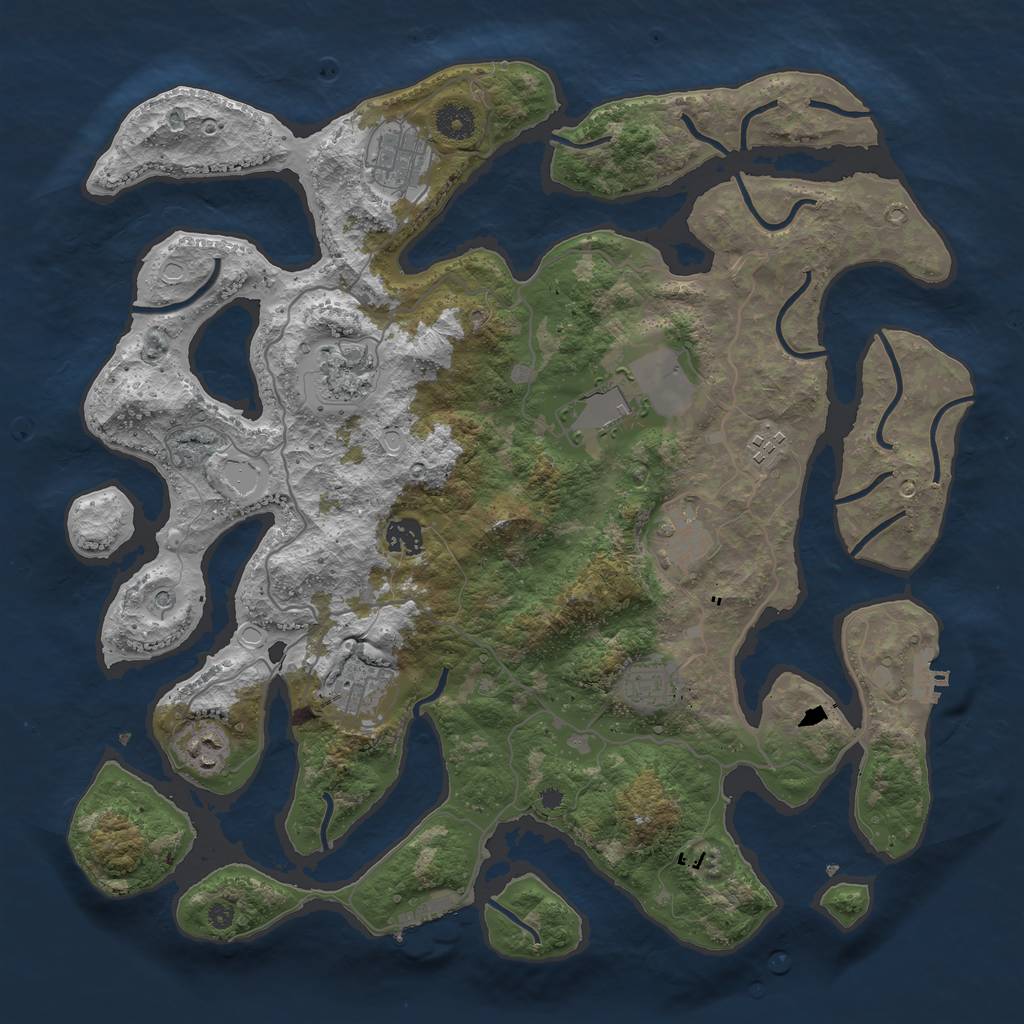 Rust Map: Procedural Map, Size: 4000, Seed: 255013972, 20 Monuments