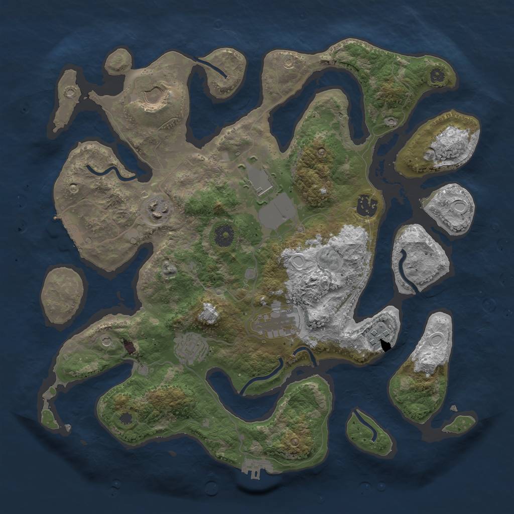 Rust Map: Procedural Map, Size: 3600, Seed: 46597865, 18 Monuments