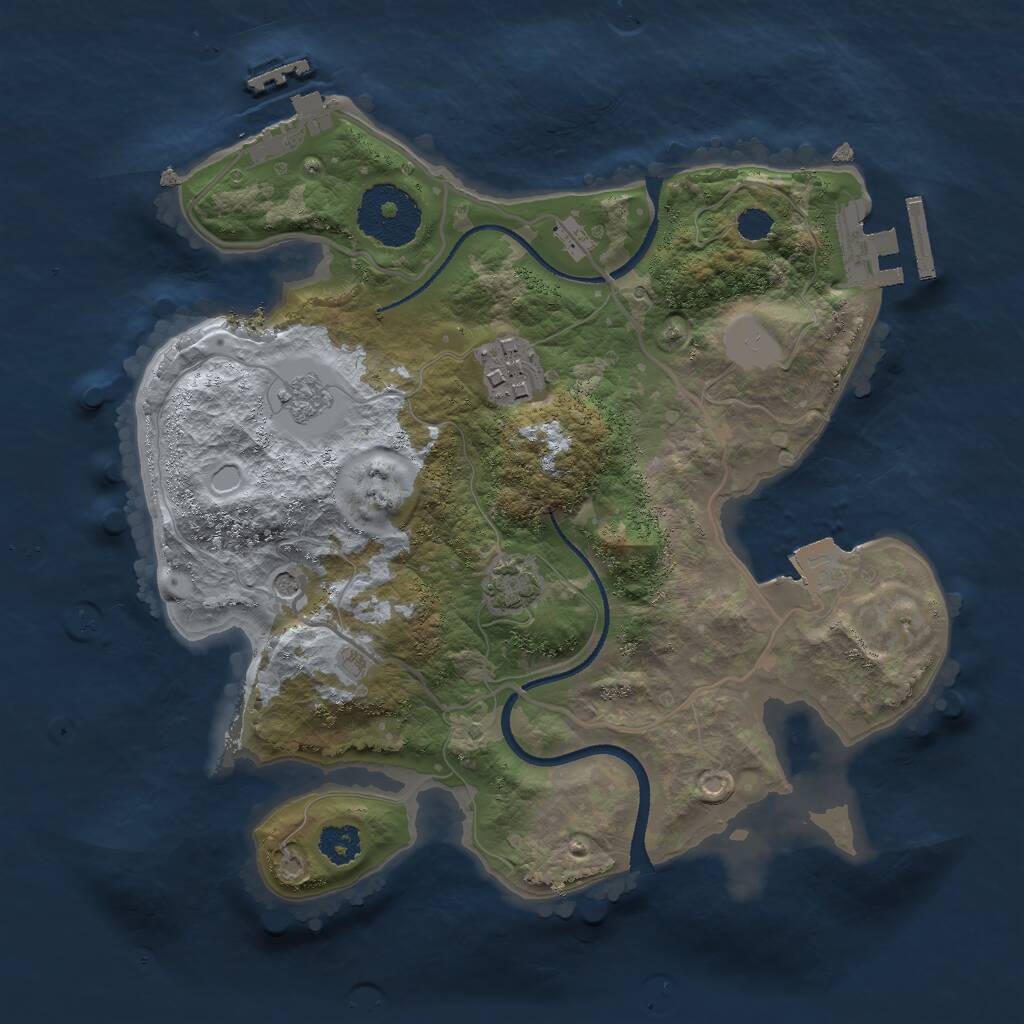 Rust Map: Procedural Map, Size: 2500, Seed: 74935734, 7 Monuments