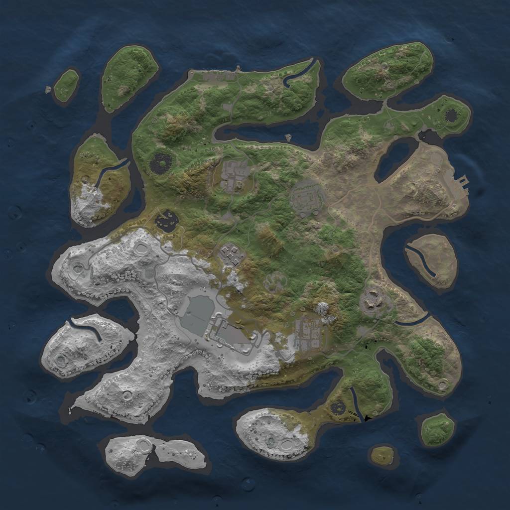 Rust Map: Procedural Map, Size: 3500, Seed: 9871817, 18 Monuments