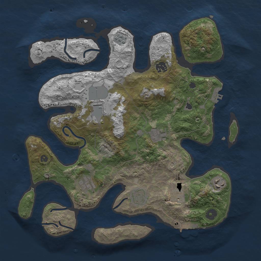 Rust Map: Procedural Map, Size: 3550, Seed: 54101323, 19 Monuments