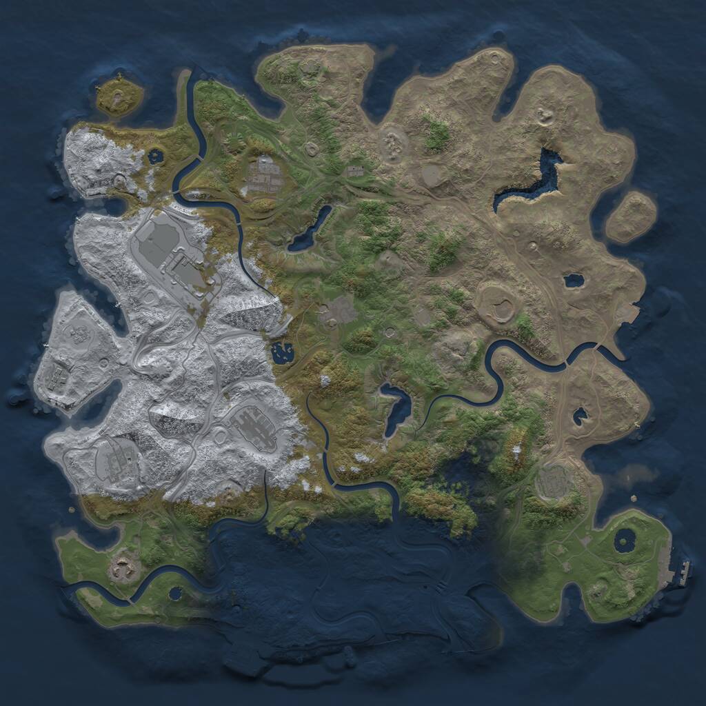 Rust Map: Procedural Map, Size: 4500, Seed: 21476412, 16 Monuments