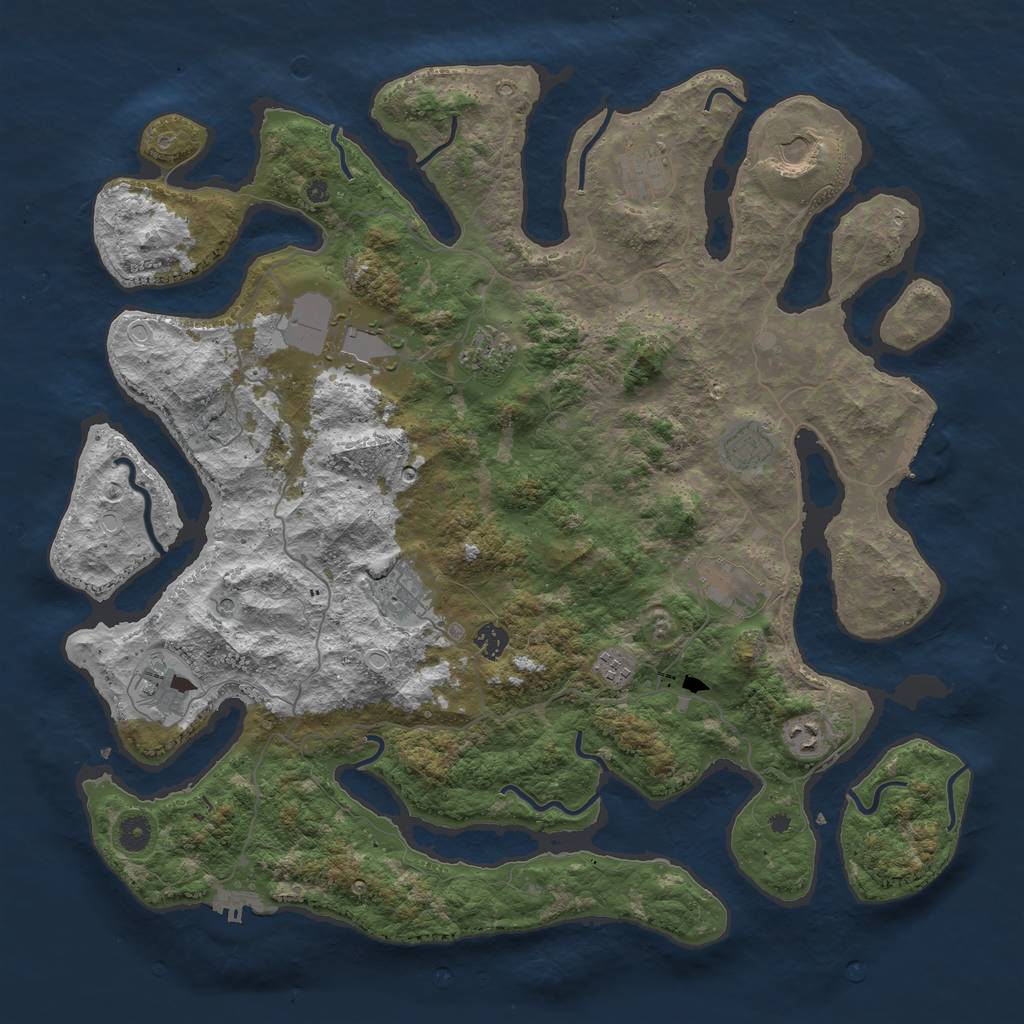 Rust Map: Procedural Map, Size: 4500, Seed: 21476412, 22 Monuments