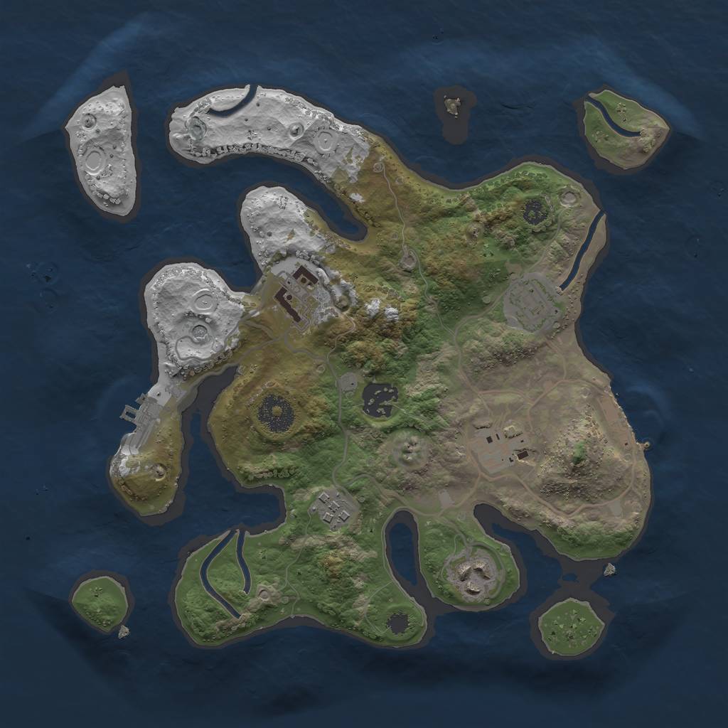 Rust Map: Procedural Map, Size: 3000, Seed: 1883849830, 17 Monuments