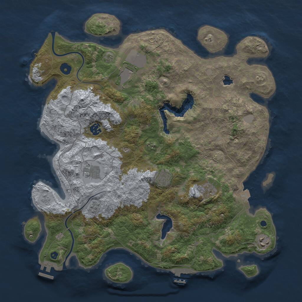Rust Map: Procedural Map, Size: 4000, Seed: 875317, 13 Monuments