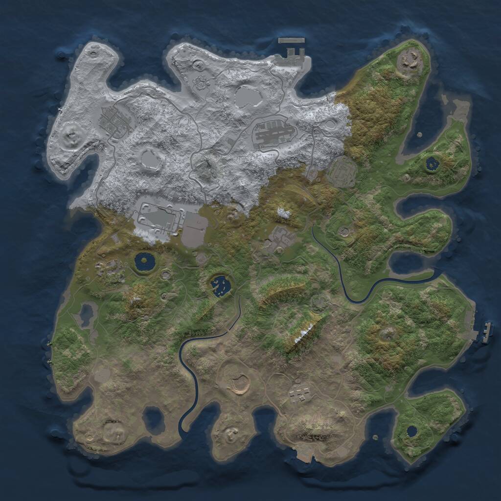 Rust Map: Procedural Map, Size: 3800, Seed: 628900783, 16 Monuments
