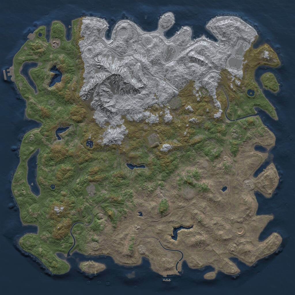 Rust Map: Procedural Map, Size: 6000, Seed: 55054959, 17 Monuments