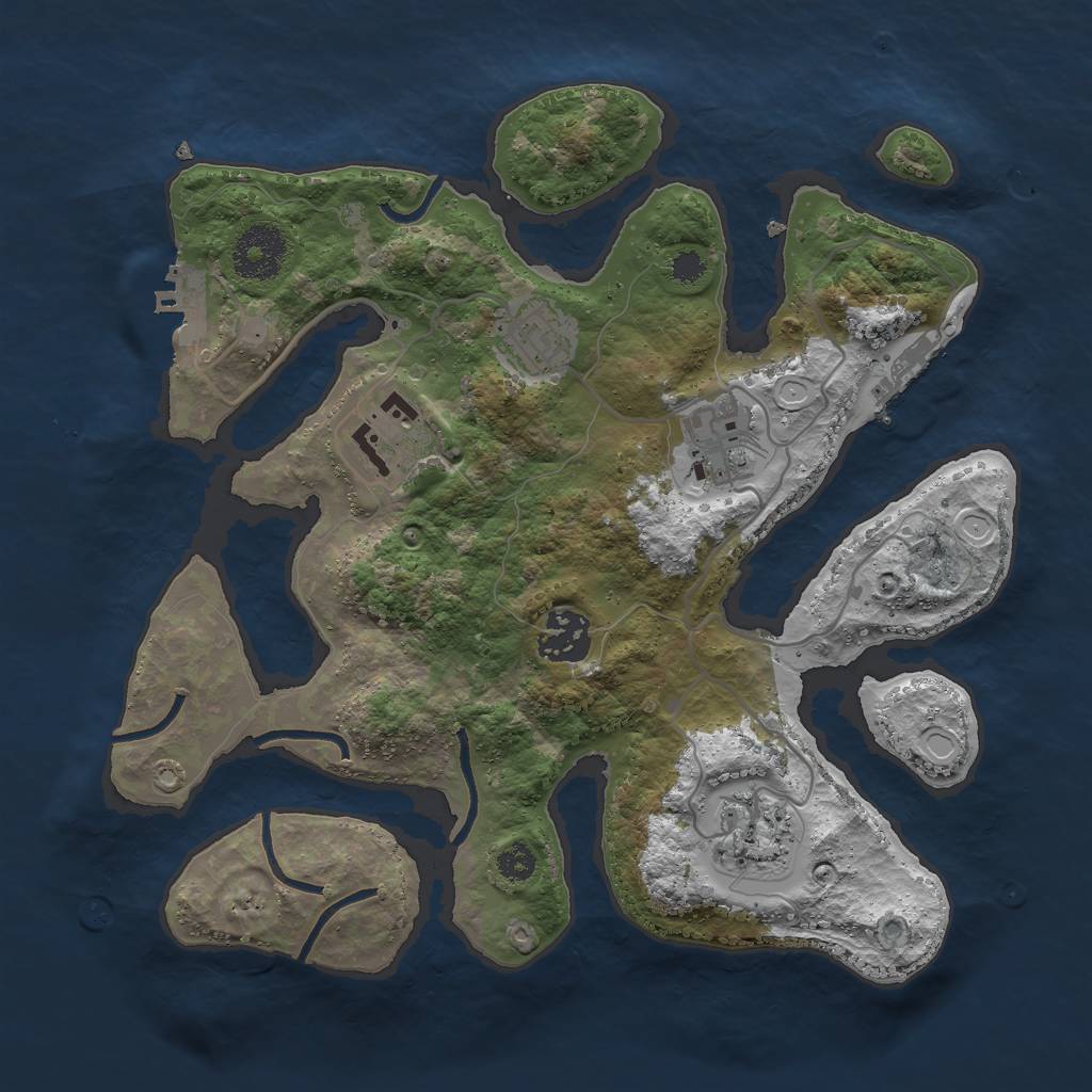 Rust Map: Procedural Map, Size: 3000, Seed: 1908549104, 15 Monuments