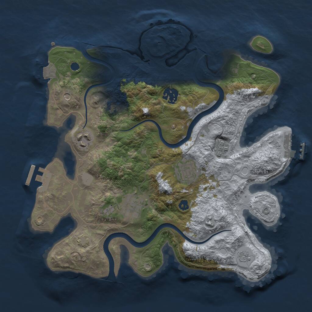 Rust Map: Procedural Map, Size: 3000, Seed: 1908549104, 11 Monuments