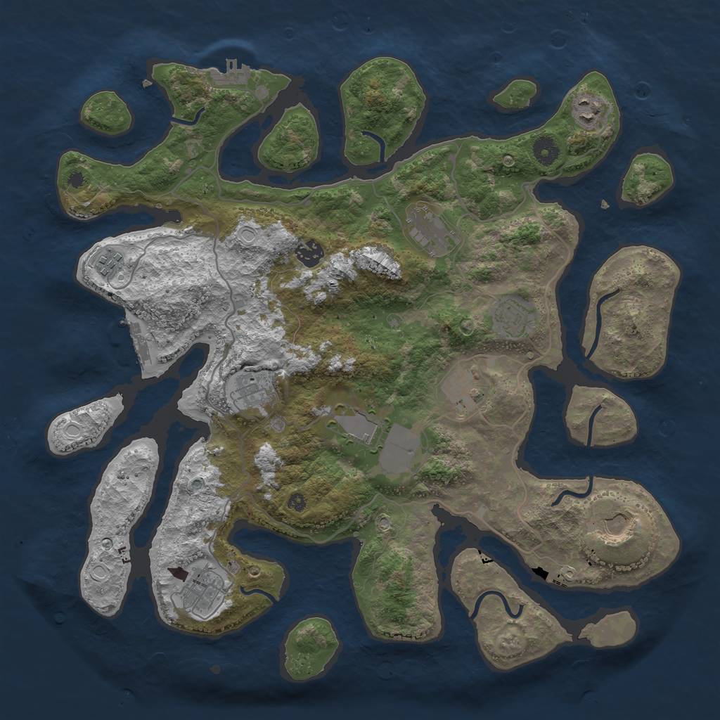 Rust Map: Procedural Map, Size: 4000, Seed: 98745, 20 Monuments