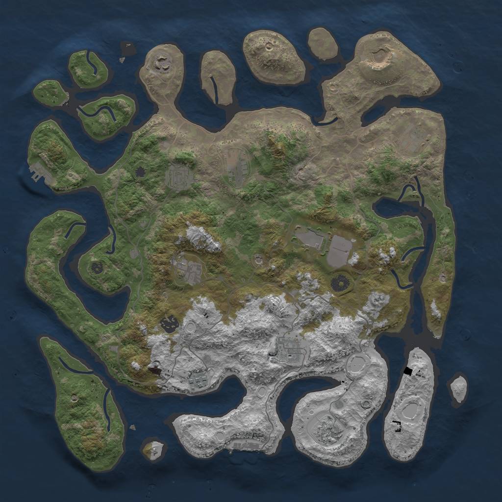 Rust Map: Procedural Map, Size: 4300, Seed: 954106732, 22 Monuments