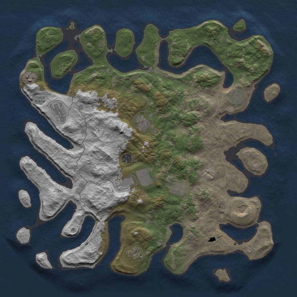 Rust Map: Barren, Size: 4500, Seed: 40608, 13 Monuments