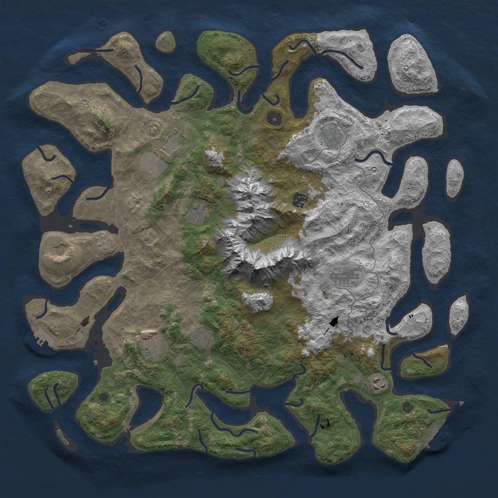 Rust Map: Procedural Map, Size: 5000, Seed: 291219, 21 Monuments