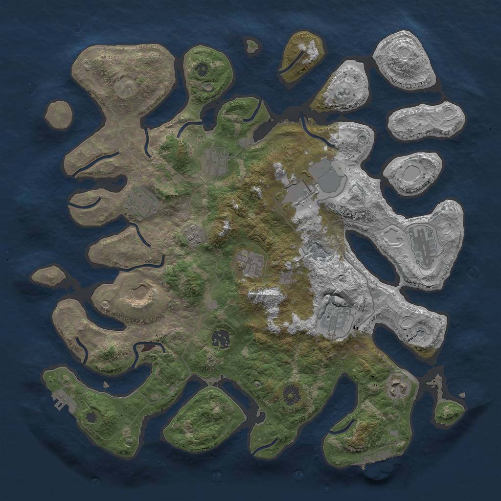 Rust Map: Procedural Map, Size: 3950, Seed: 516389, 21 Monuments