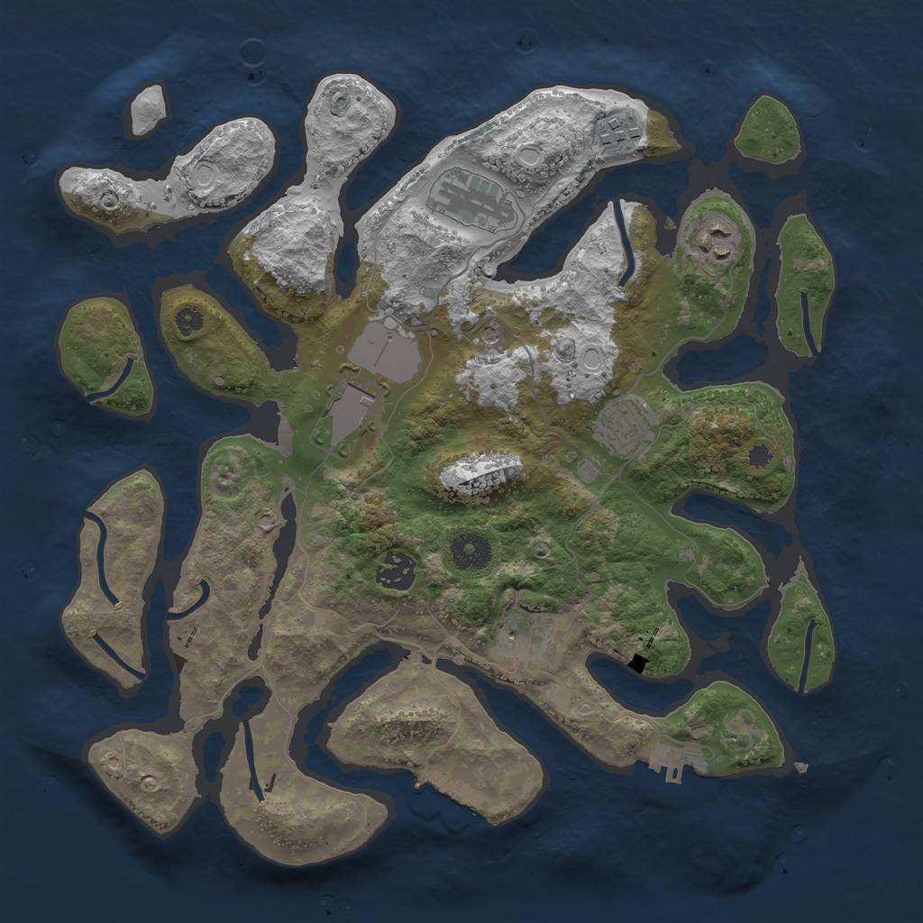 Rust Map: Procedural Map, Size: 3500, Seed: 1442328688, 18 Monuments