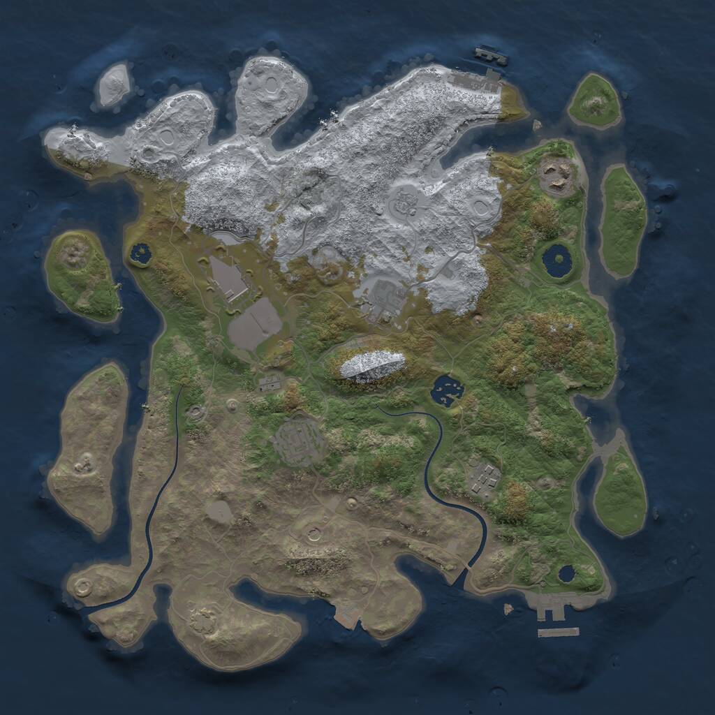 Rust Map: Procedural Map, Size: 3500, Seed: 1442328688, 12 Monuments