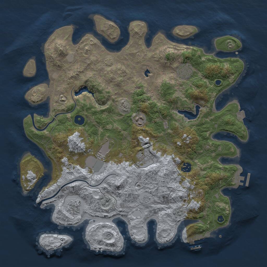 Rust Map: Procedural Map, Size: 4000, Seed: 939579, 13 Monuments