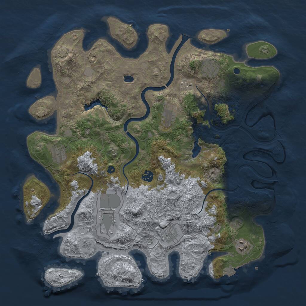 Rust Map: Procedural Map, Size: 4000, Seed: 939579, 12 Monuments