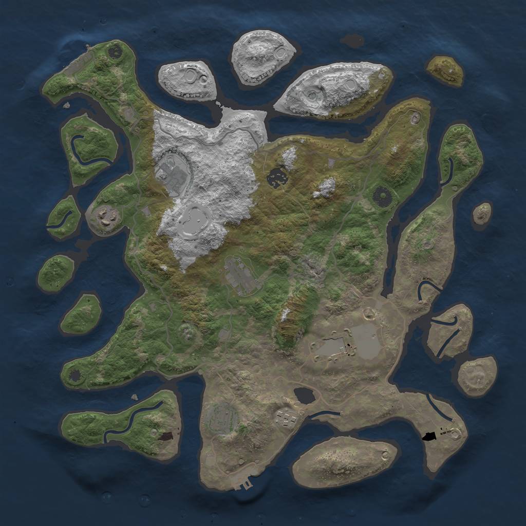 Rust Map: Procedural Map, Size: 4000, Seed: 1423277, 18 Monuments