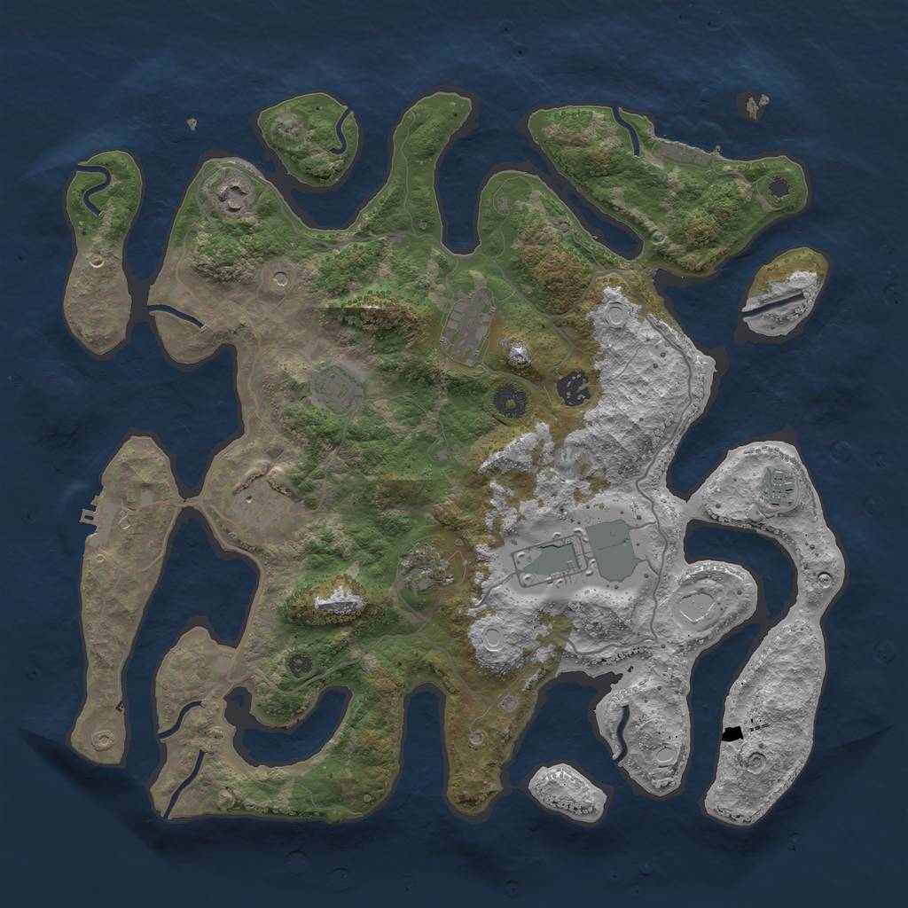 Rust Map: Procedural Map, Size: 4000, Seed: 43048, 19 Monuments