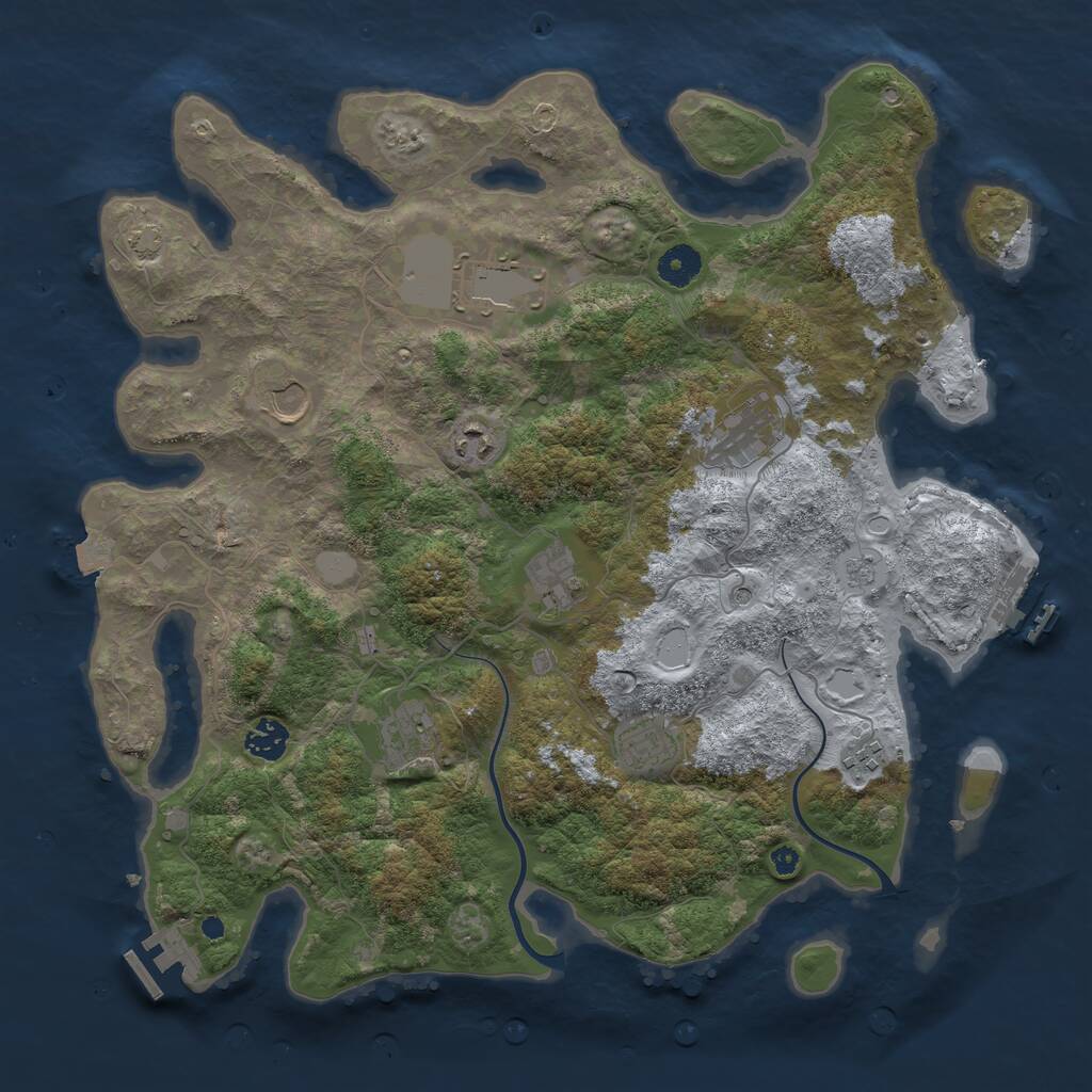 Rust Map: Procedural Map, Size: 3950, Seed: 117311, 15 Monuments
