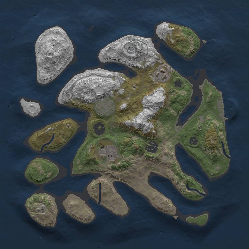 Rust Map: Procedural Map, Size: 3000, Seed: 83749, 14 Monuments