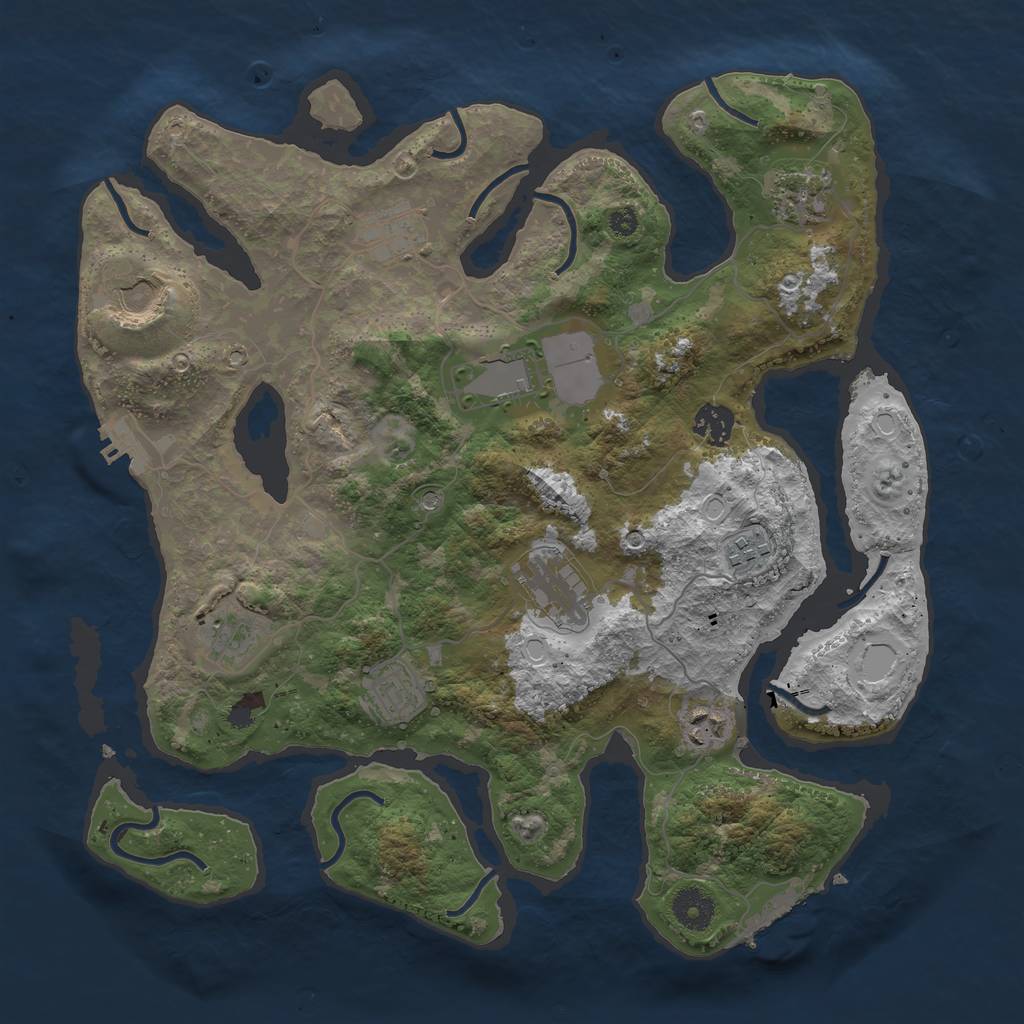 Rust Map: Procedural Map, Size: 3700, Seed: 930391097, 21 Monuments