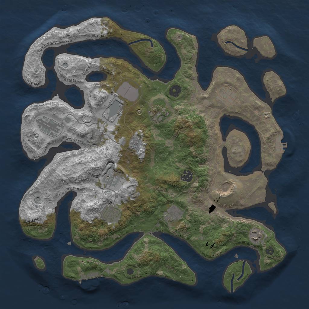 Rust Map: Procedural Map, Size: 3850, Seed: 1363630908, 22 Monuments