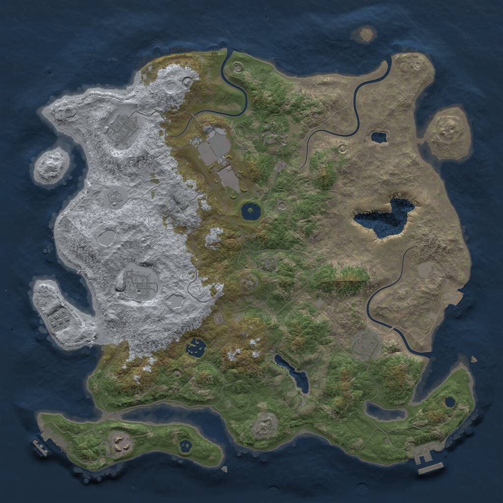 Rust Map: Procedural Map, Size: 4002, Seed: 1441133105, 14 Monuments