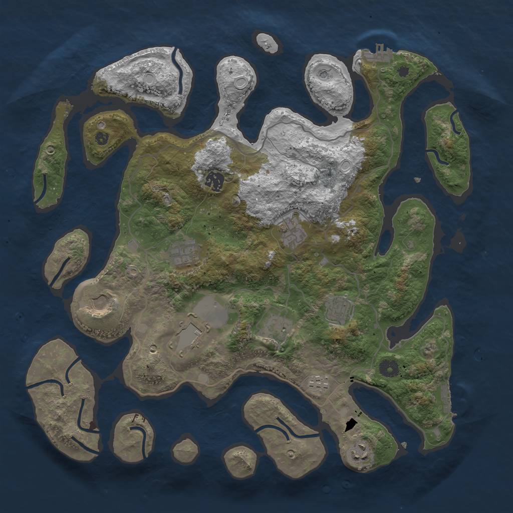 Rust Map: Procedural Map, Size: 4000, Seed: 1266751834, 20 Monuments