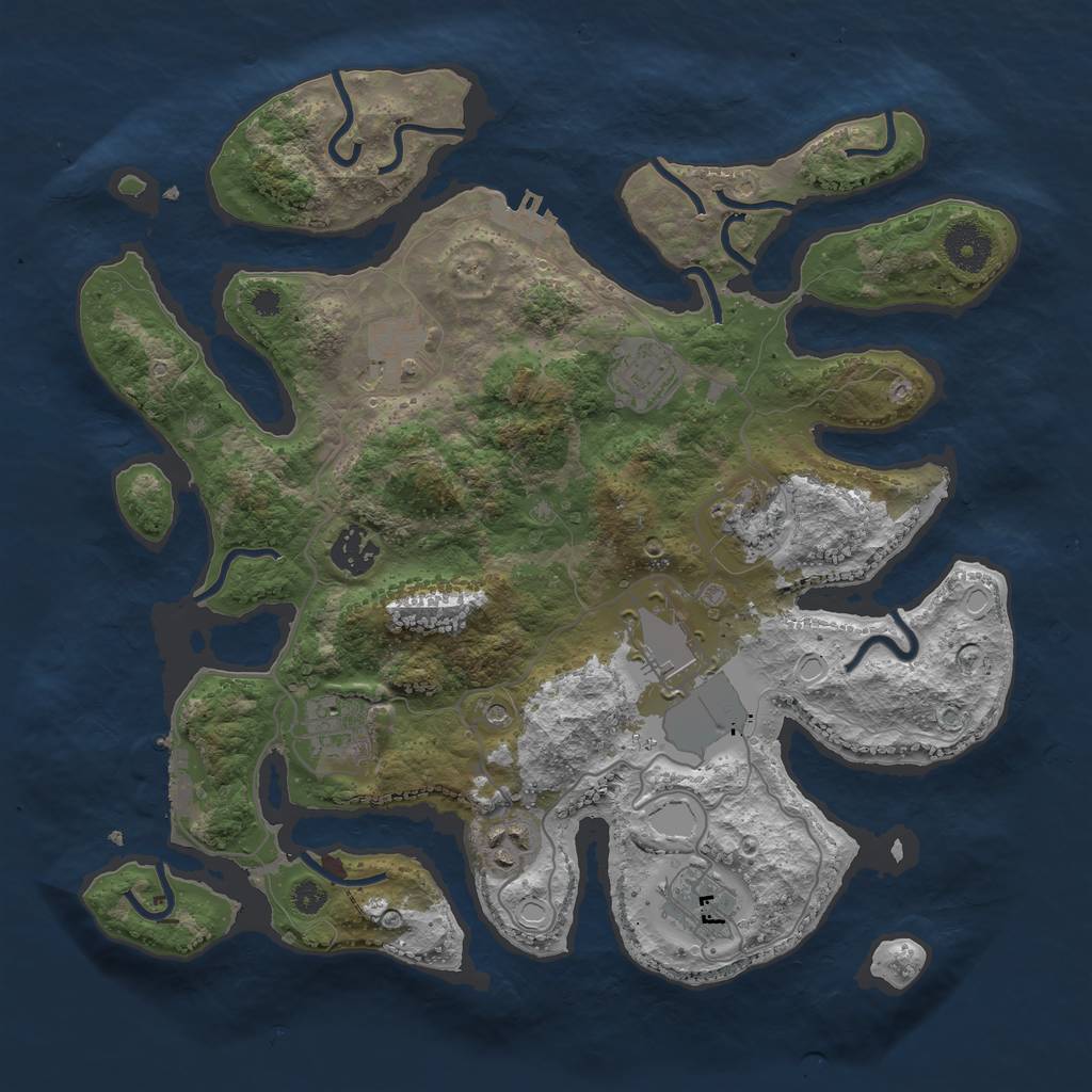 Rust Map: Procedural Map, Size: 3500, Seed: 65646345, 19 Monuments