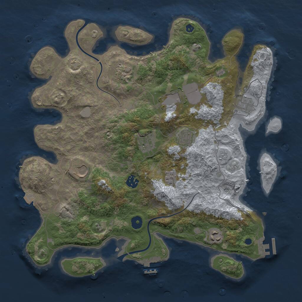 Rust Map: Procedural Map, Size: 3700, Seed: 696969, 15 Monuments