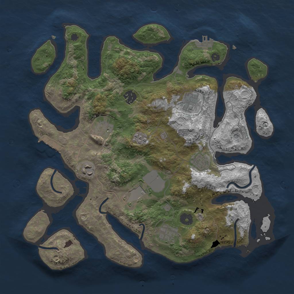 Rust Map: Procedural Map, Size: 3500, Seed: 18073961, 19 Monuments