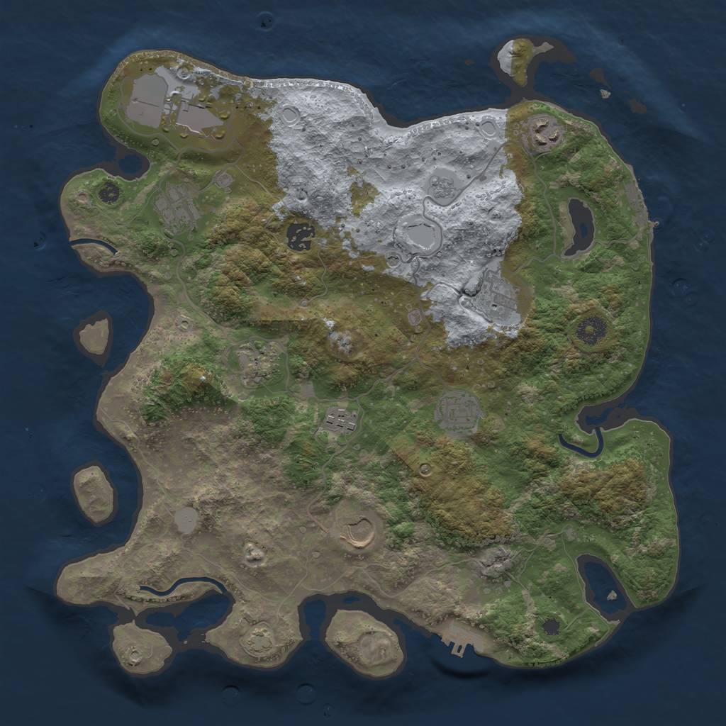 Rust Map: Procedural Map, Size: 3700, Seed: 1304184269, 17 Monuments