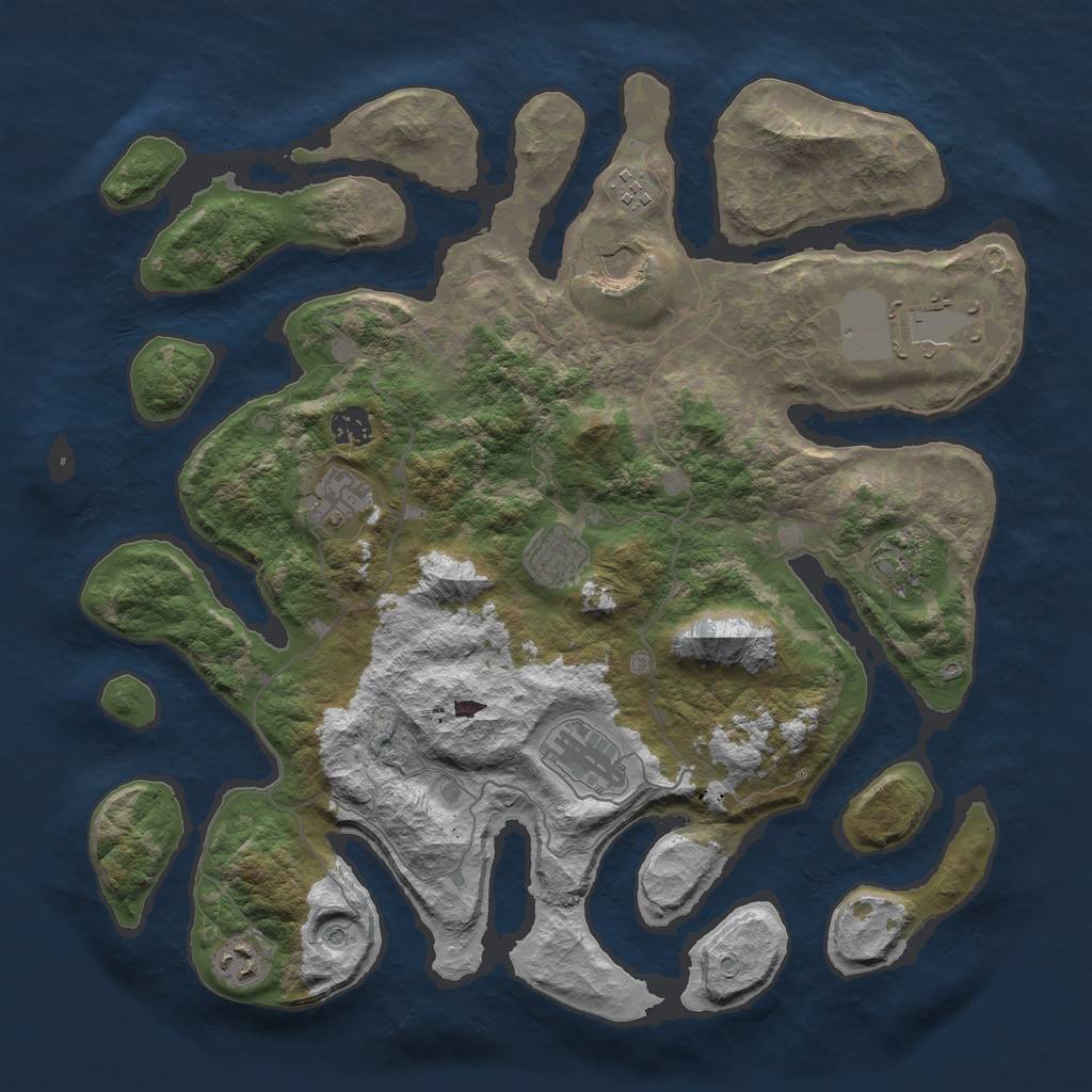 Rust Map: Barren, Size: 4000, Seed: 87545452, 12 Monuments