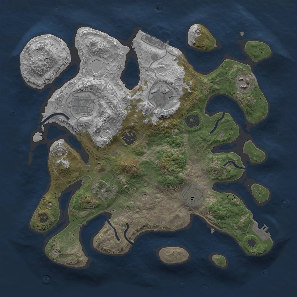 Rust Map: Procedural Map, Size: 3200, Seed: 8052021, 17 Monuments