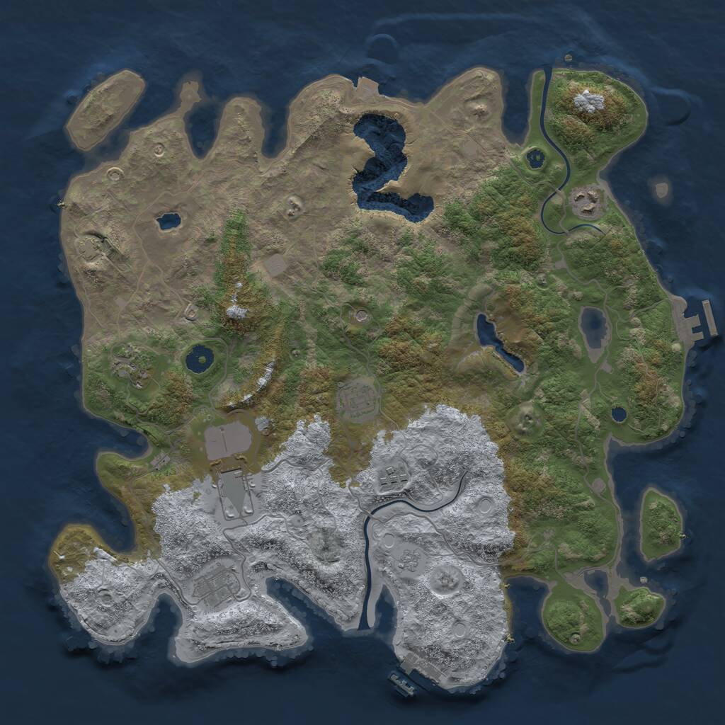 Rust Map: Procedural Map, Size: 4000, Seed: 1195998987, 12 Monuments