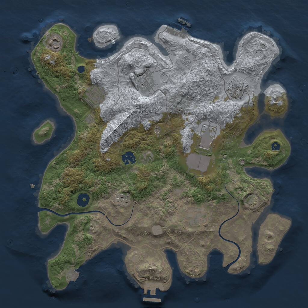 Rust Map: Procedural Map, Size: 3500, Seed: 286642974, 14 Monuments