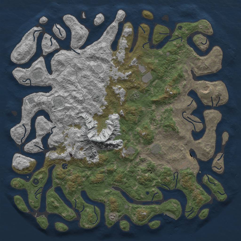 Rust Map: Procedural Map, Size: 6000, Seed: 505999, 21 Monuments